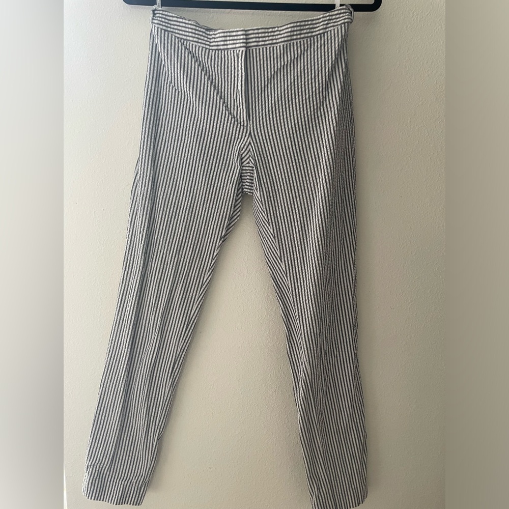 Calvin Klein white and blue pinstripe trousers